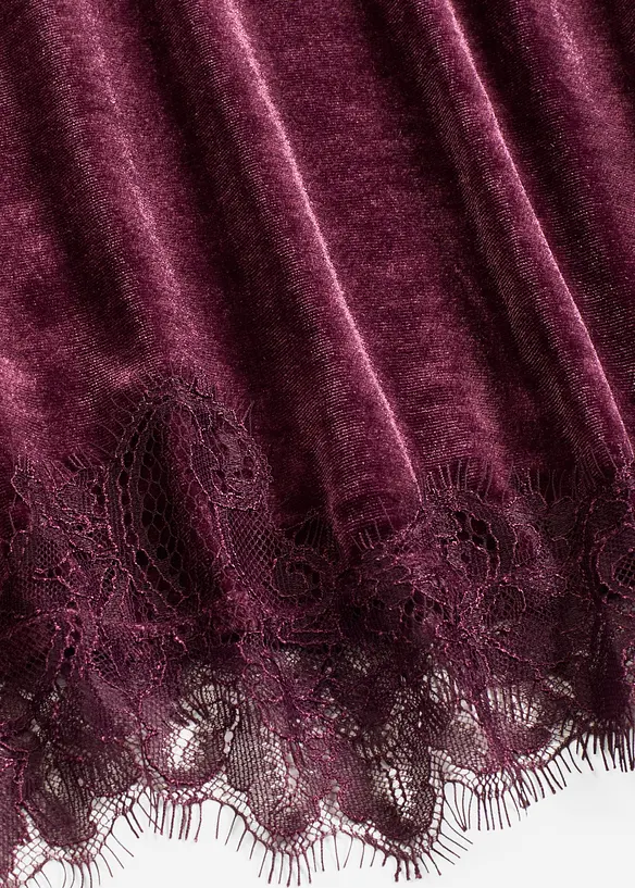 T-shirt en velours et dentelle, bonprix