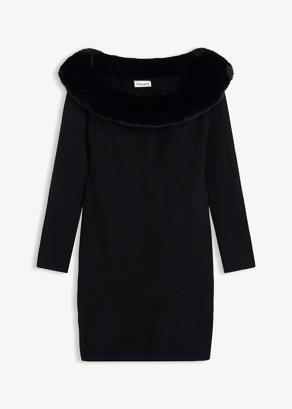 Robe en maille avec empiècement peluche, bonprix