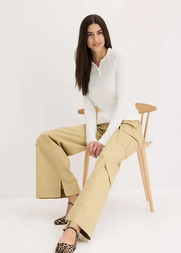 Polo en maille côtelée, viscose majoritaire, bonprix