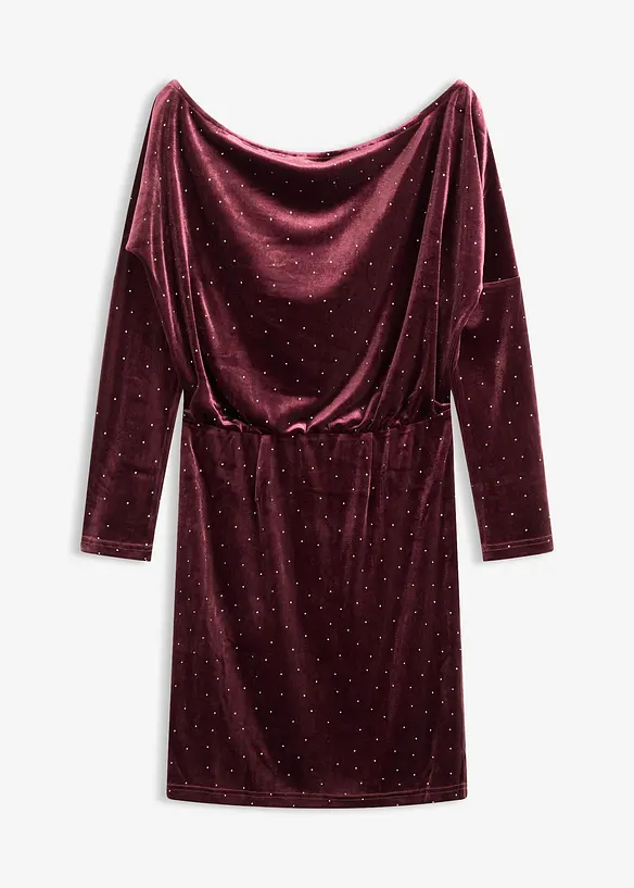 Robe courte en velours fluide avec strass, bonprix