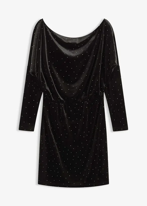 Robe courte en velours fluide avec strass, bonprix