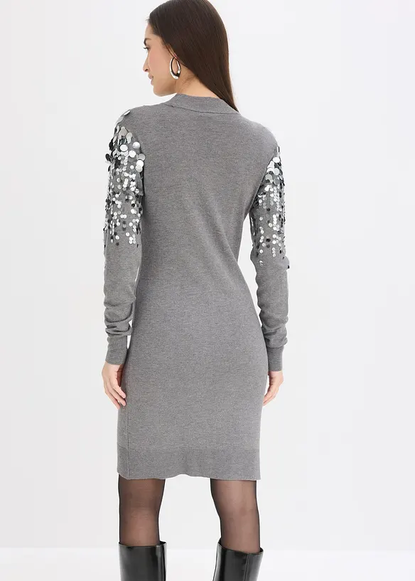 Robe en maille avec sequins sur le haut, bonprix