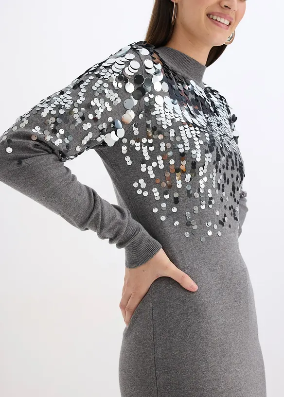Robe en maille avec sequins sur le haut, bonprix