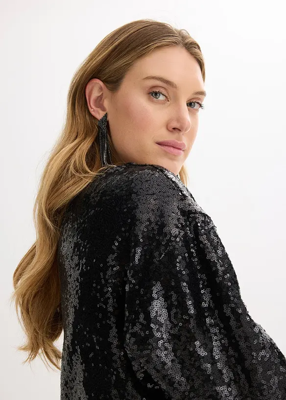 T-shirt manches longues à sequins, bonprix