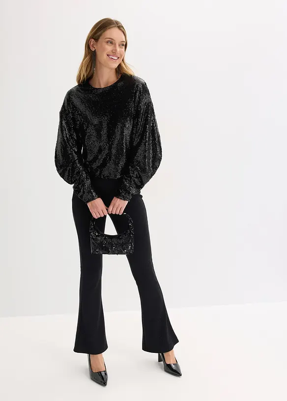 T-shirt manches longues à sequins, bonprix