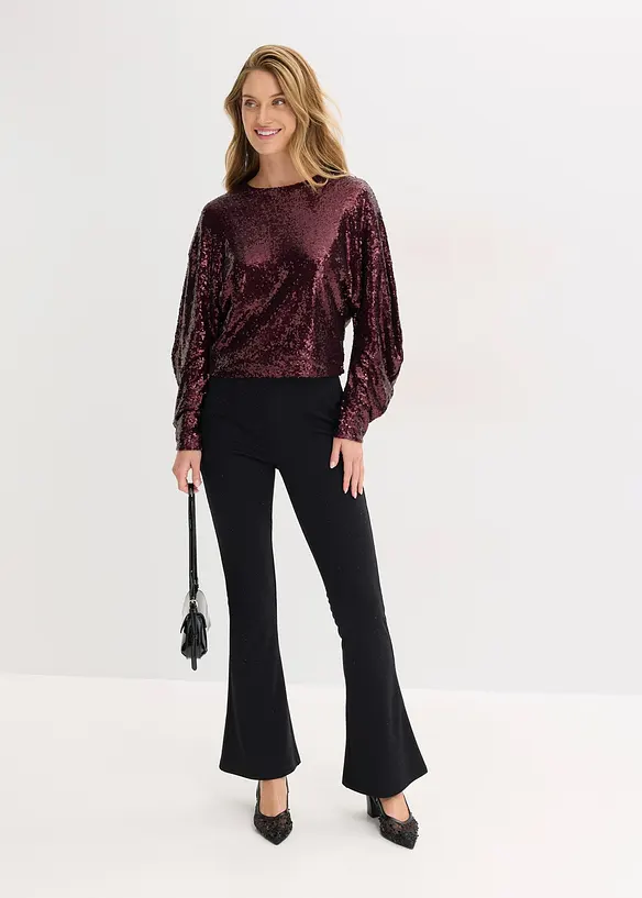 T-shirt manches longues à sequins, bonprix