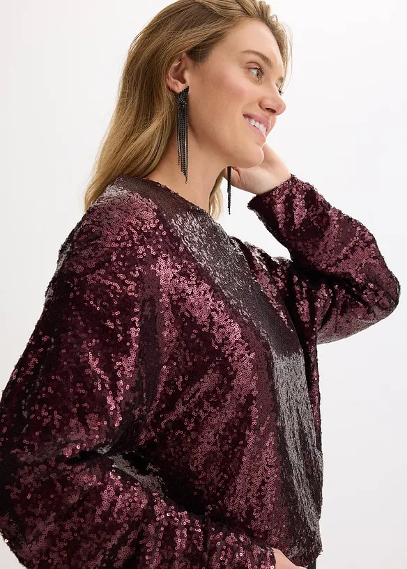 T-shirt manches longues à sequins, bonprix