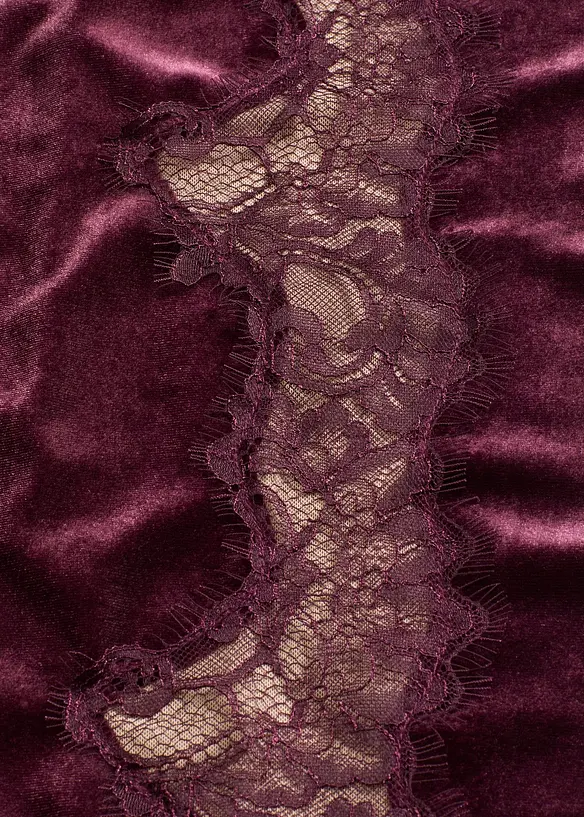 Pantalon large en velours doux avec empiècement dentelle, bonprix