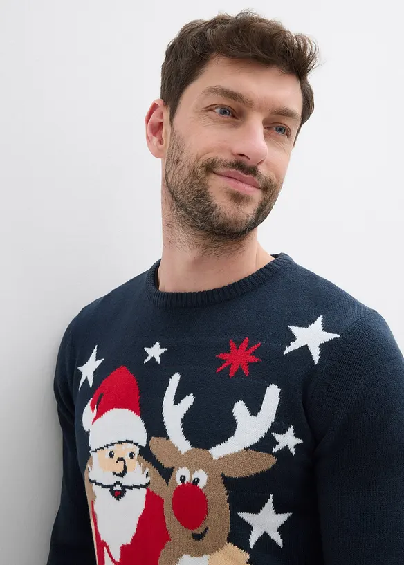 Pull en maille fine avec motif de Noël, bonprix