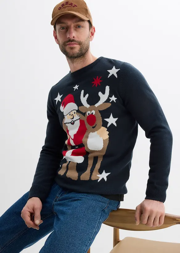 Pull en maille fine avec motif de Noël, bonprix