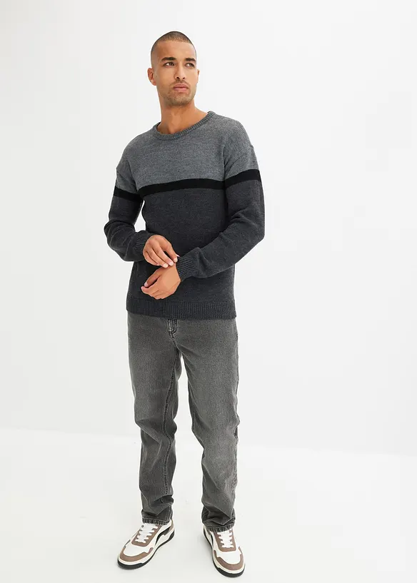 Pull à col rond facile d’entretien, style color-block, bonprix