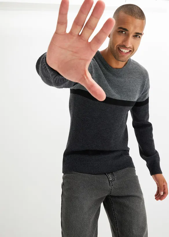 Pull à col rond facile d’entretien, style color-block, bonprix