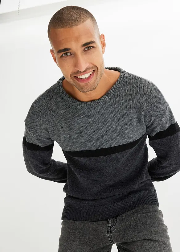 Pull à col rond facile d’entretien, style color-block, bonprix