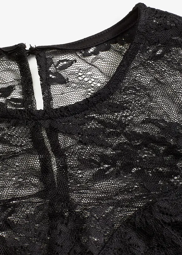 T-shirt manches longues en dentelle délicate, bonprix