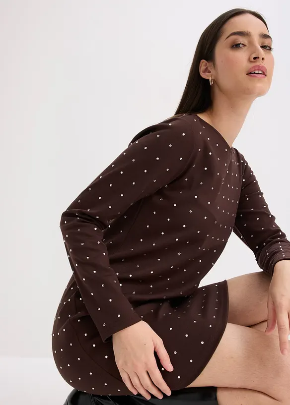 Robe en jersey à strass, bonprix