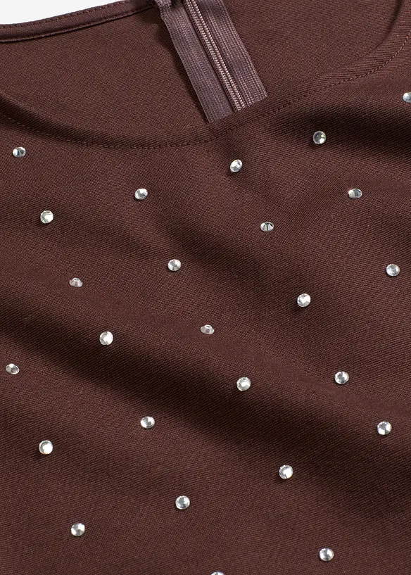 T-shirt manches longues à strass, bonprix