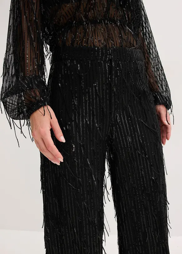 Pantalon à sequins et franges, bonprix