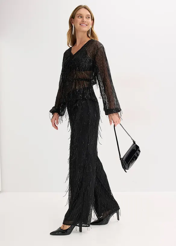 Pantalon à sequins et franges, bonprix