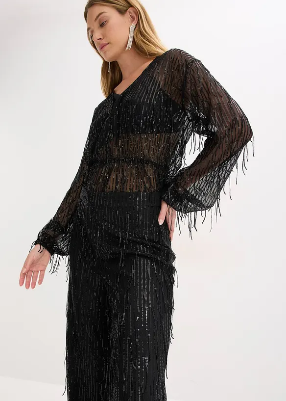 Pantalon à sequins et franges, bonprix