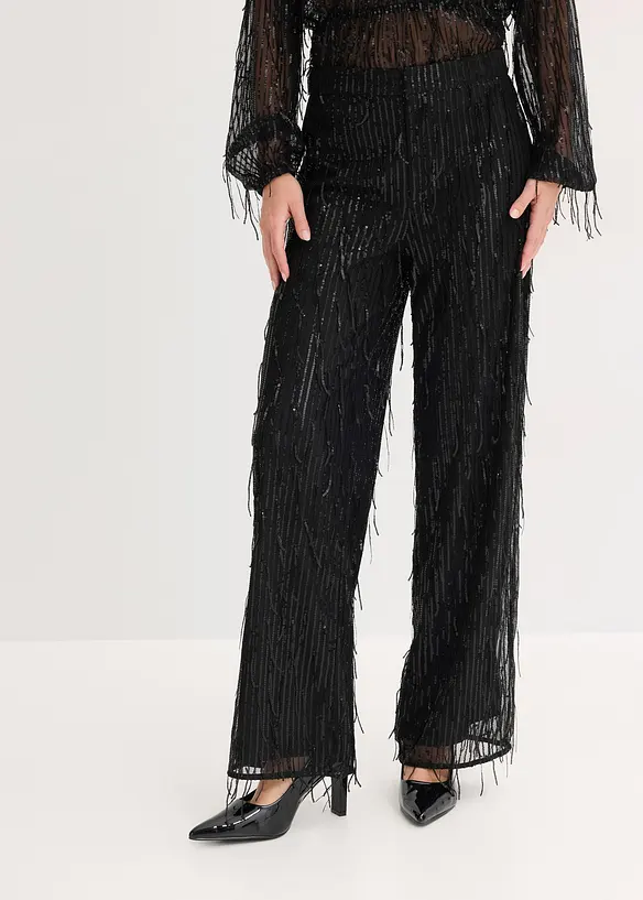 Pantalon à sequins et franges, bonprix