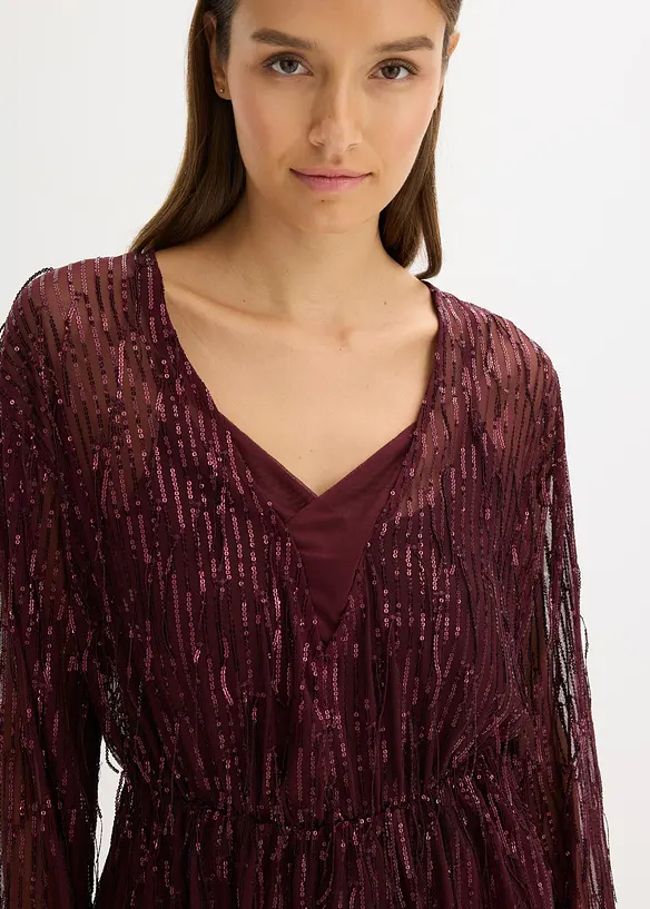 Blouse à sequins et franges, bonprix
