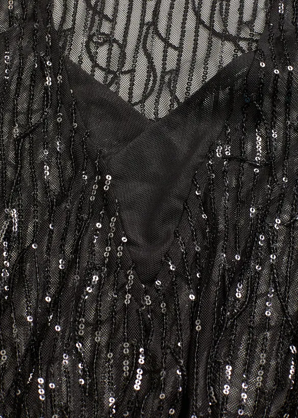 Blouse à sequins et franges, bonprix