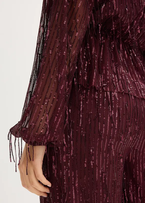 Blouse à sequins et franges, bonprix