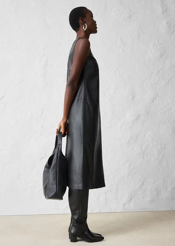 Robe en cuir d’agneau nappa, bonprix