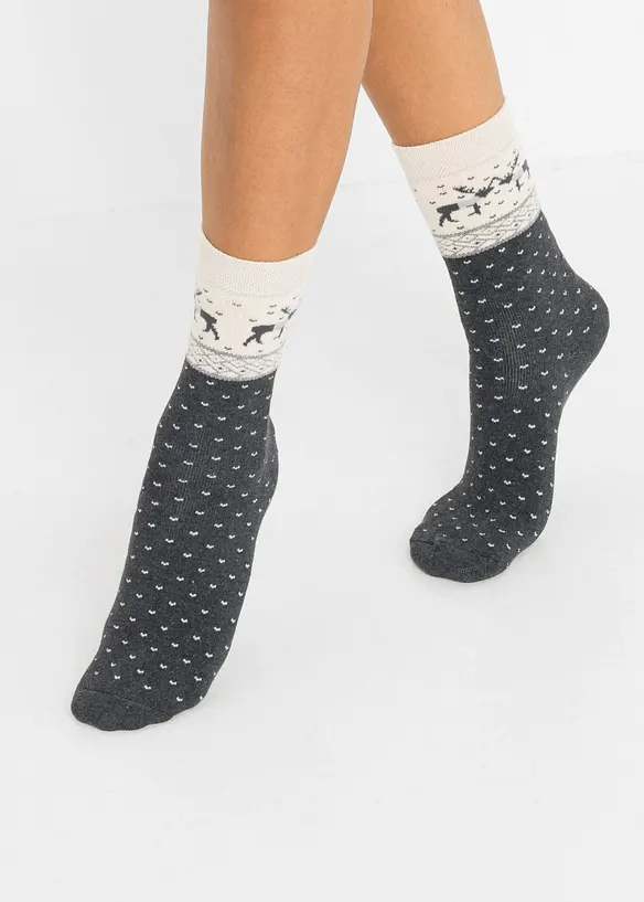 Lot de 3 paires de chaussettes thermiques en coton majoritaire, bonprix