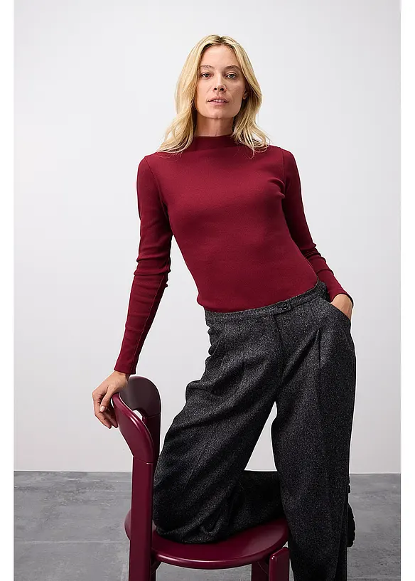 T-shirt manches longues en mati&egrave;re c&ocirc;tel&eacute;e, bonprix