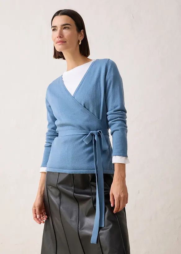 Gilet en maille cache-cœur, bonprix