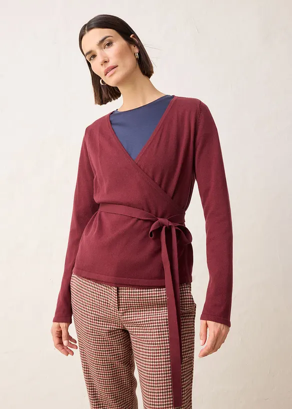 Gilet en maille cache-cœur, bonprix