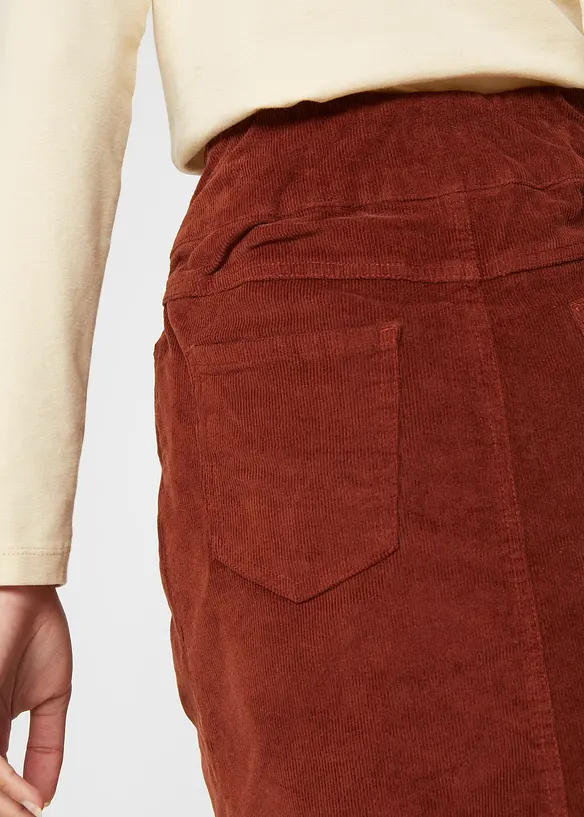 Jupe en velours côtelé extensible à ceinture élastiquée, bonprix