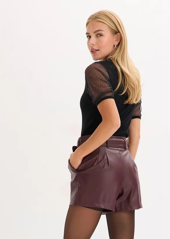 Short enduit avec ceinture, bonprix