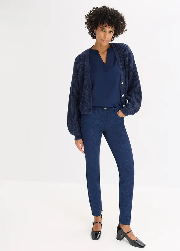Pantalon en twill à imprimé raffiné, bonprix