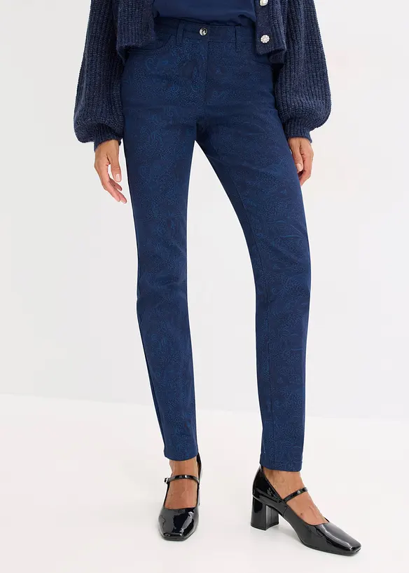 Pantalon en twill à imprimé raffiné, bonprix