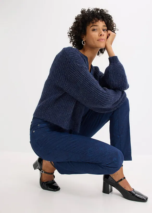 Pantalon en twill à imprimé raffiné, bonprix