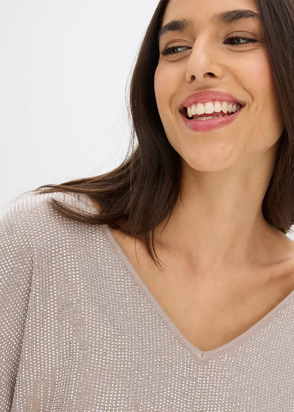 Pull en fine maille avec strass, bonprix