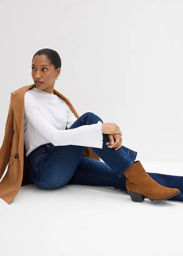 Jean bootcut taille mi-haute, extensible, bonprix