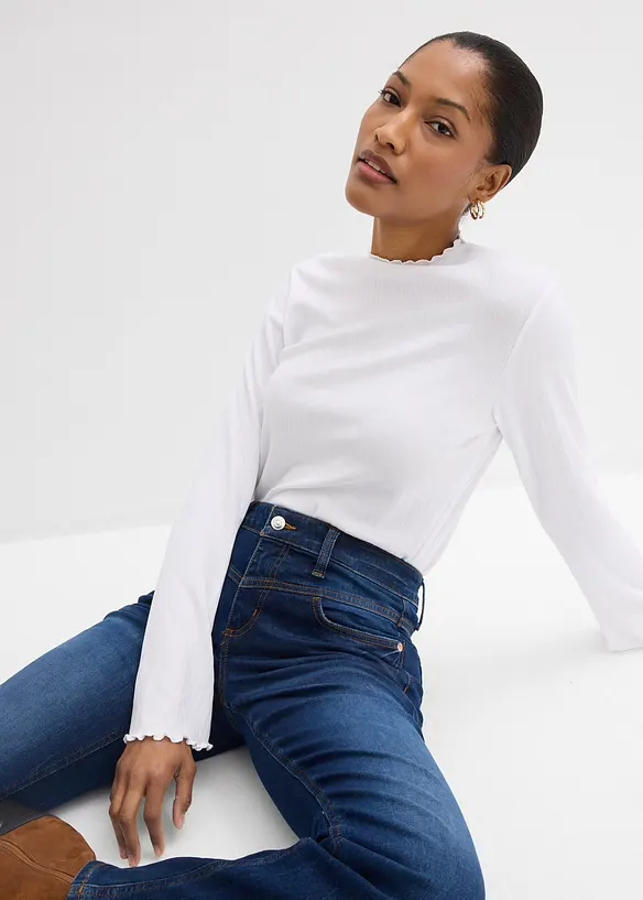 Jean bootcut taille mi-haute, extensible, bonprix