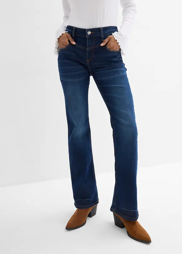 Jean bootcut taille mi-haute, extensible, bonprix