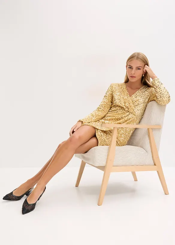 Robe à sequins en velours doux, bonprix