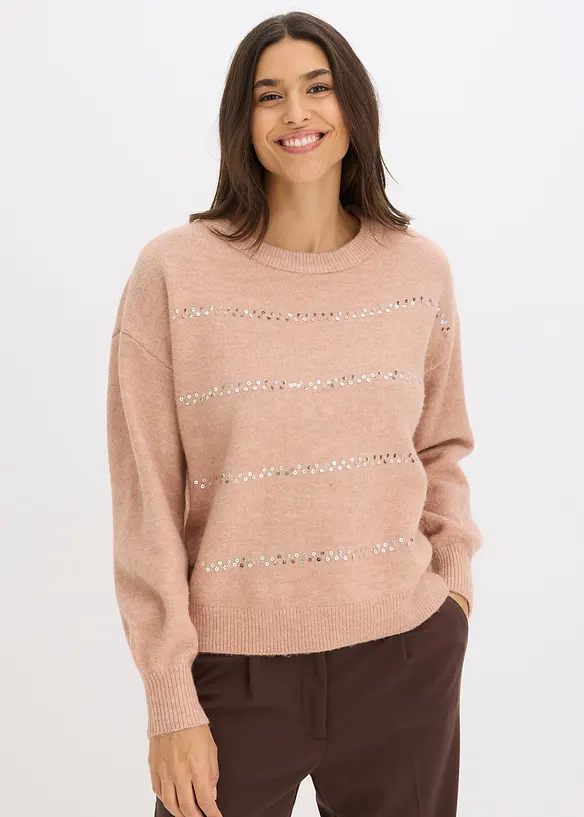 Pull boxy à sequins, bonprix