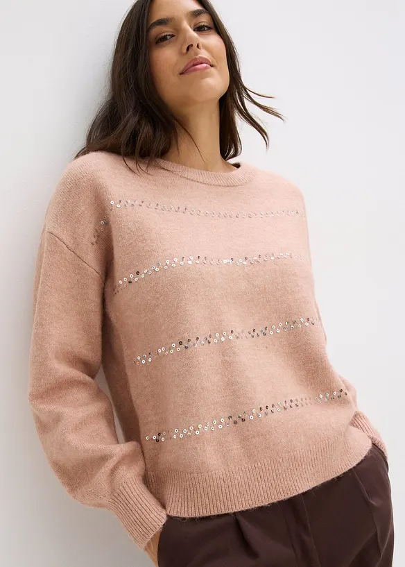 Pull boxy à sequins, bonprix