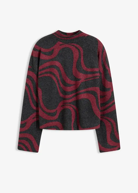 T-shirt manches longues en tissu côtelé douillet, bonprix