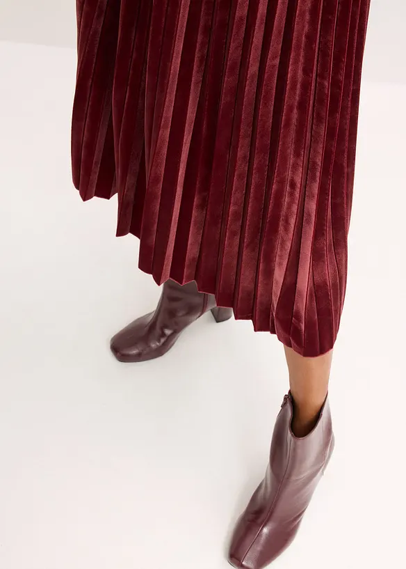 Jupe plissée en velours doux, bonprix