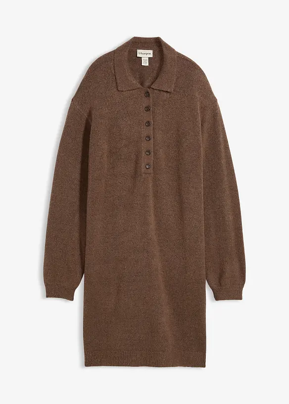 Robe courte en maille avec encolure boutonnée, bonprix