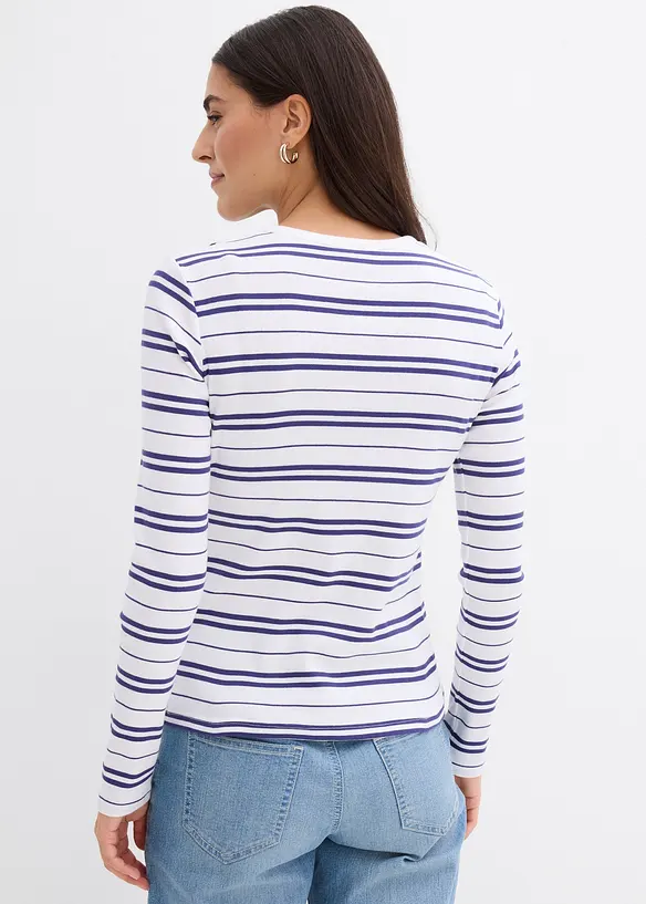 T-shirt manches longues en coton c&ocirc;tel&eacute; extensible, bonprix