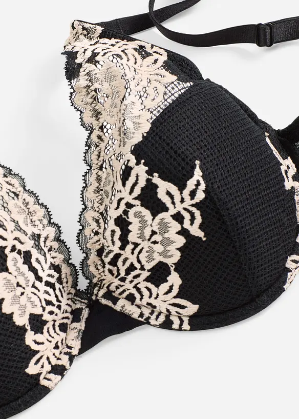 Soutien-gorge à coques en dentelle bicolore, bonprix