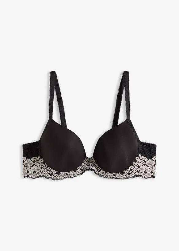 Soutien-gorge à coques avec dentelle bicolore, bonprix